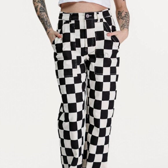 NWT P&CO Black Checkerboard 304 Service Fatigue Pants - Picture 1 of 3